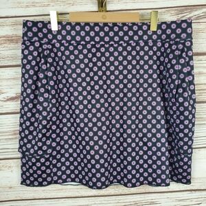 Belyn Key Womens Large Black/Purple Floral Print Tiered Golf Skort Skirt Shorts